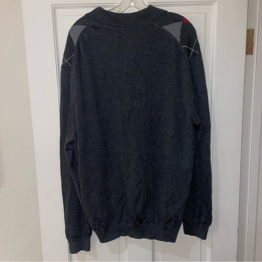 Turnbury XL Argyle Knit Polo Sweater Red Gray Black Merino Wool - Picture 6 of 6